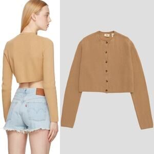NEW Levi's Norma Sweater Crop Wool Blend Knit Tan Brown Size Large MSRP $80